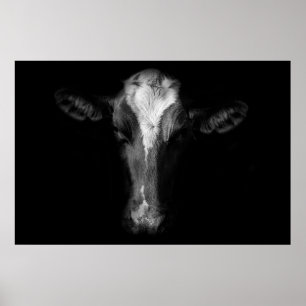 Farms   B&W Cow Head Shot Poster