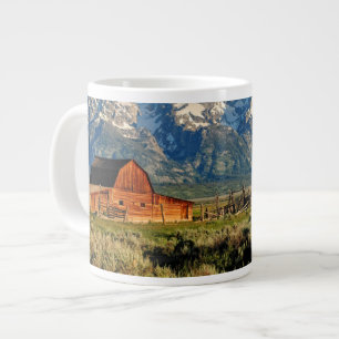 Farms Barn Shadowed by Snow Capped Mountains Giant Coffee Mug