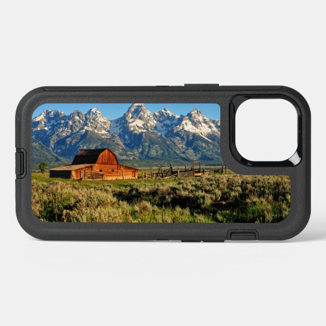 Farms | Barn Shadowed by Snow Capped Mountains Otterbox iPhone Case (Back Horizontal)