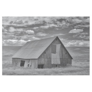 Farms BW American Flag Barn Scene Gallery Wrap