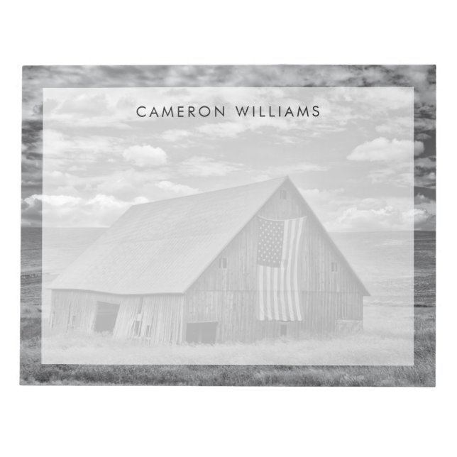 Farms | BW American Flag Barn Scene Notepad (Front)