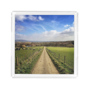 Farms English Countryside Dirt Road Acrylic Tray