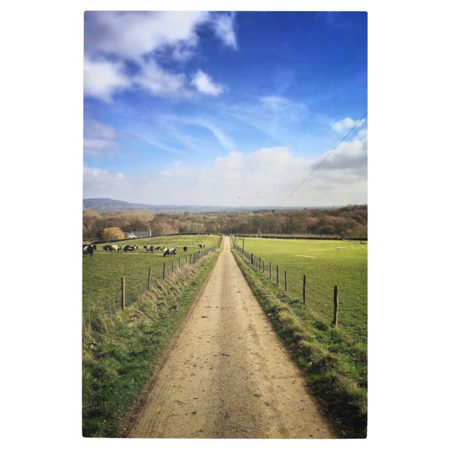 Farms | English Countryside Dirt Road Metal Print (Front)