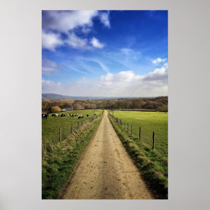 Farms English Countryside Dirt Road Poster