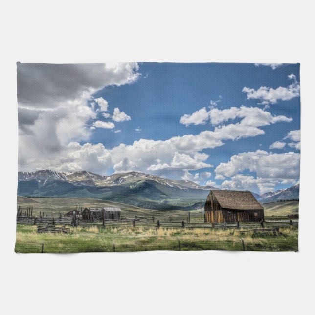 Farms | Farm Below the Colorado Mountains Kitchen Towel (Horizontal)
