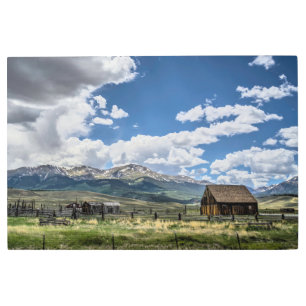 Farms Farm Below the Colorado Mountains Metal Print