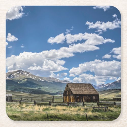 Farms  Farm Below the Colorado Mountains Square Paper Coaster