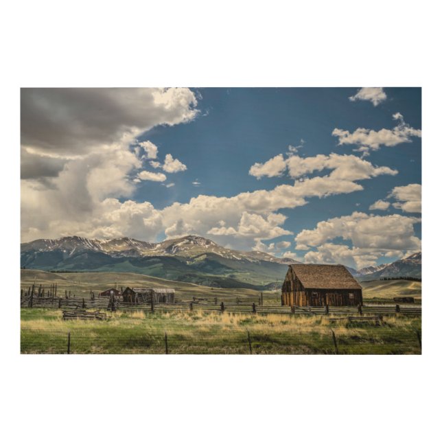 Farms | Farm Below the Colorado Mountains Wood Wall Art (Front)