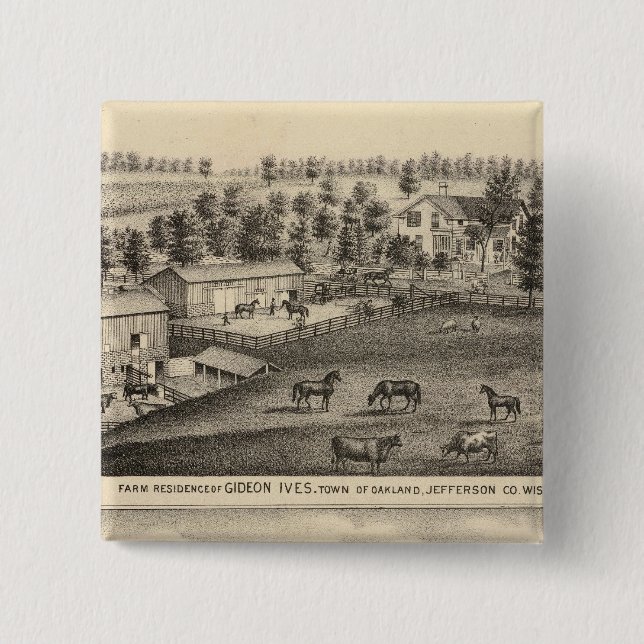 Farms of G Ives, Oakland, and A Wheeler, Pewaukee Button (Front)