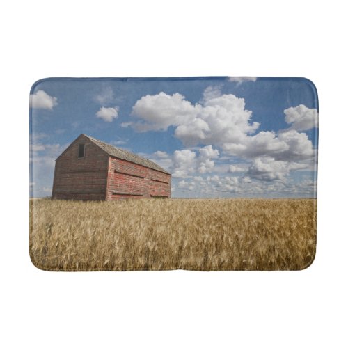 Farms  Old Red Barn in Wheat Field Bath Mat