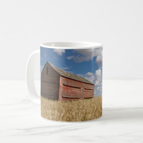 Farms  Old Red Barn in Wheat Field Coffee Mug