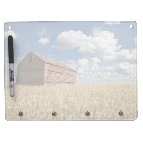Farms  Old Red Barn in Wheat Field Dry Erase Board With Keychain Holder