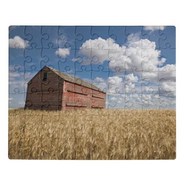 Farms | Old Red Barn in Wheat Field Jigsaw Puzzle (Puzzle Horizontal)