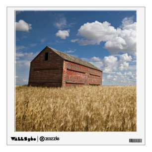 Farms Old Red Barn in Wheat Field Wall Decal