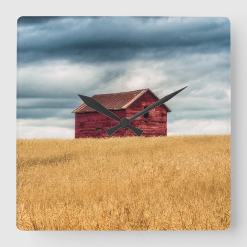 Farms  Old Red Barn Square Wall Clock