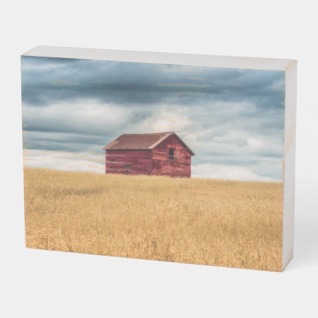 Farms | Old Red Barn Wooden Box Sign (Angled Horizontal)