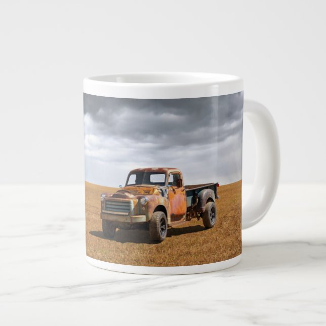 Farms | Old Truck in Field Giant Coffee Mug (Front Right)
