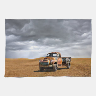Farms   Old Truck in Field Kitchen Towel
