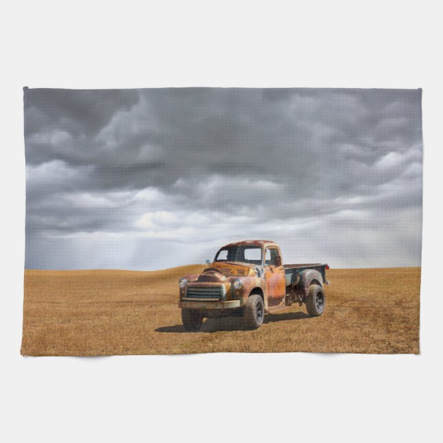 Farms | Old Truck in Field Kitchen Towel (Horizontal)