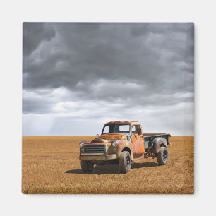 Farms Old Truck in Field Magnet