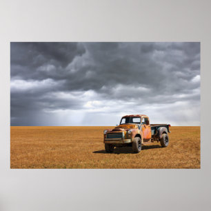 Farms Old Truck in Field Poster