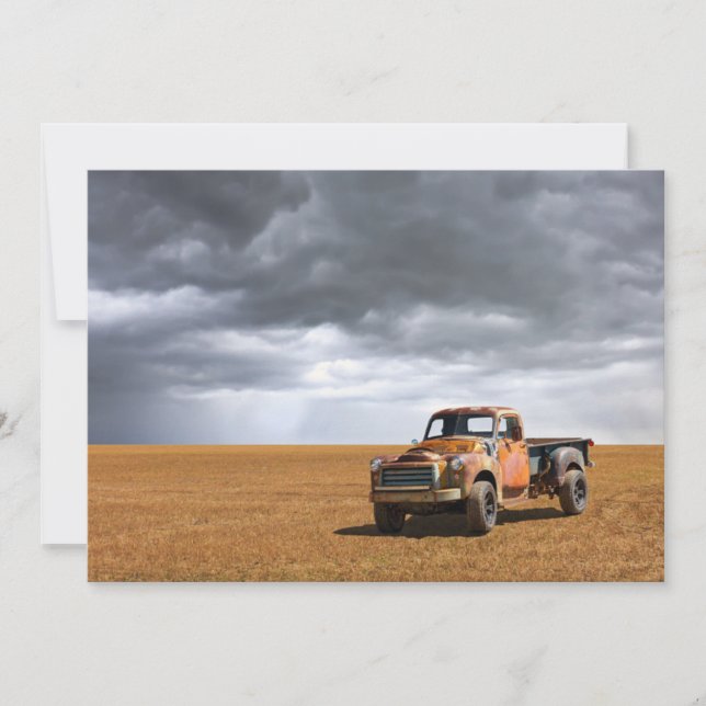 Farms | Old Truck in Field Thank You Card (Front)