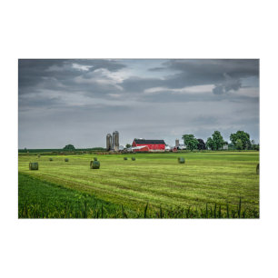 Farms Red Barn & Silo in Spring Acrylic Print