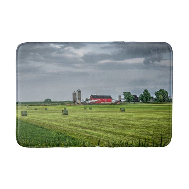 Farms | Red Barn & Silo in Spring Bath Mat (Front)