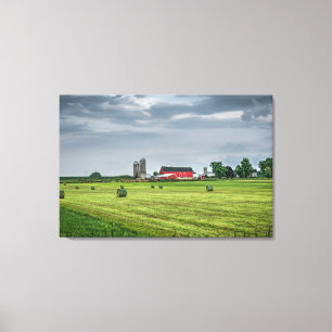 Farms Red Barn & Silo in Spring Canvas Print