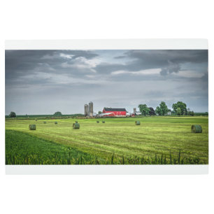 Farms   Red Barn & Silo in Spring Metal Print