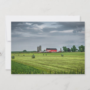 Farms Red Barn & Silo in Spring Thank You Card