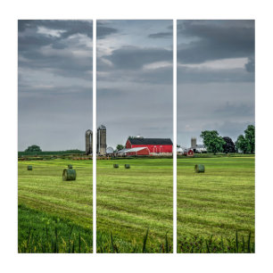 Farms Red Barn & Silo in Spring Triptych