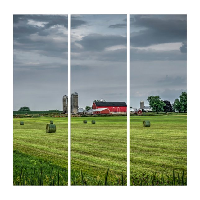 Farms | Red Barn & Silo in Spring Triptych (Front)