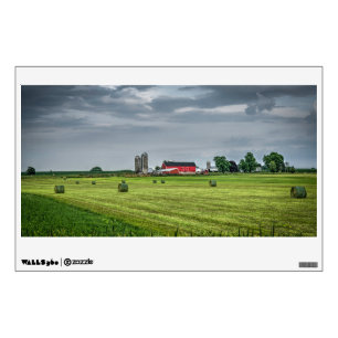 Farms   Red Barn & Silo in Spring Wall Decal