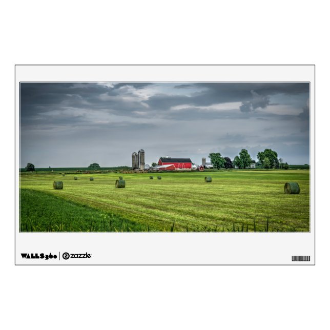 Farms | Red Barn & Silo in Spring Wall Decal (Front)