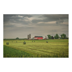 Farms Red Barn & Silo in Spring Wood Wall Art