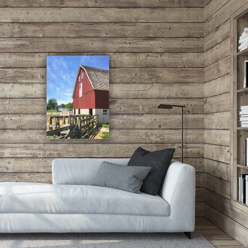 Farms  Red Barn With American Flag Canvas Print