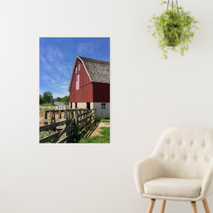 Farms Red Barn With American Flag Foam Board