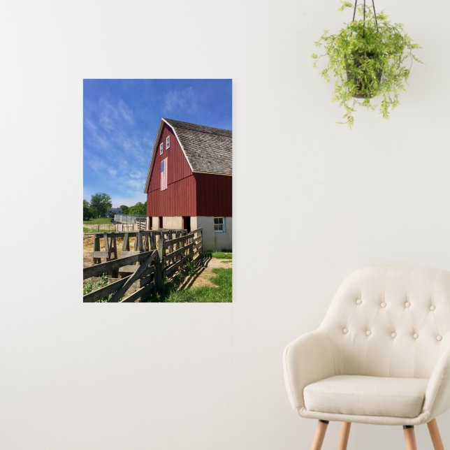 Farms | Red Barn With American Flag Foam Board (In Situ (Wall))