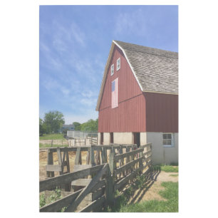 Farms   Red Barn With American Flag Gallery Wrap