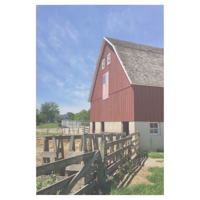 Farms | Red Barn With American Flag Gallery Wrap (Front)