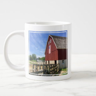 Farms   Red Barn With American Flag Giant Coffee Mug