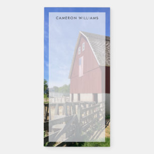 Farms Red Barn With American Flag Magnetic Notepad