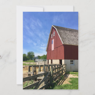 Farms Red Barn With American Flag Thank You Card