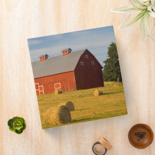 Farms   Red Barns Near Hay Bales 3 Ring Binder