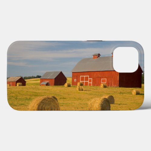 Farms  Red Barns Near Hay Bales iPhone 13 Case