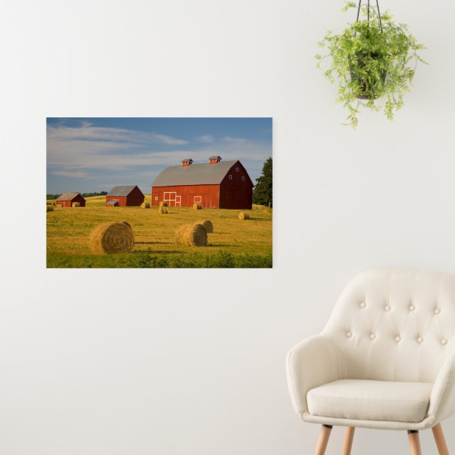 Farms | Red Barns Near Hay Bales Foam Board (In Situ (Wall))