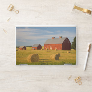 Farms   Red Barns Near Hay Bales HP Laptop Skin