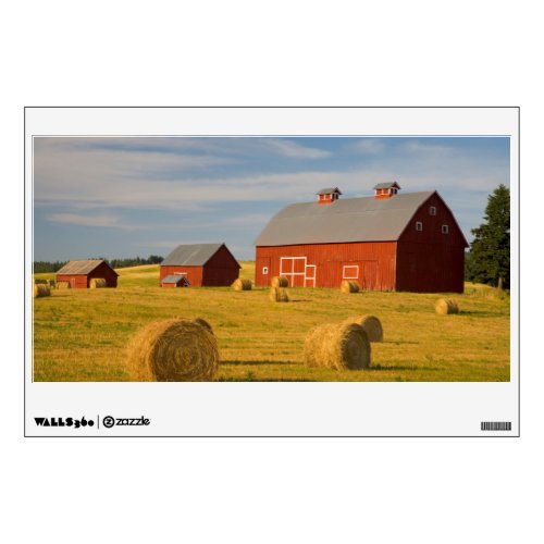 Farms  Red Barns Near Hay Bales Wall Decal