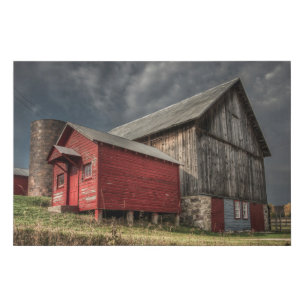 Farms Red Wooden Barn in Michigan Faux Canvas Pr